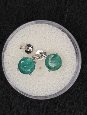 Natural Green Sapphire Studs 7mm 925 Sterling Silver Handmade Earrings